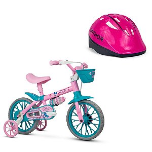 Bicicleta Infantil Aro 12 Charm com Capacete Rosa - Nathor