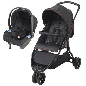 Carrinho de Bebê CR3 Gray Red e Bebê Conforto - Burigotto