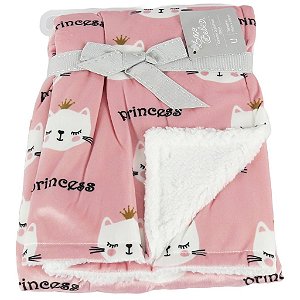 Cobertor Infantil Dupla Face Gata Rosa - Laço Bebê