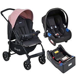 Carrinho de Bebê Ecco CZ Rosa Bebê Conforto Touring X e Base