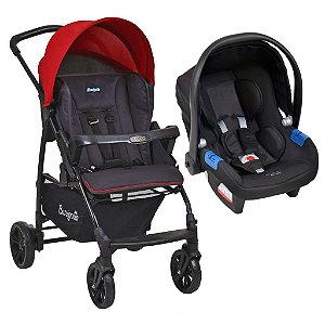 Carrinho de Bebê Ecco CZ Vermelho e Bebê Conforto Touring X