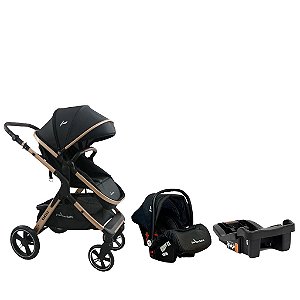 Carrinho Kansas Preto Bebê Conforto e Base -  Premium Baby