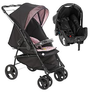 Carrinho de Bebê Maranello II Preto Rosa e Bebê Conforto