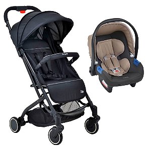 Carrinho de Bebê Zap Black e Bebê Conforto Touring X CZ Bege