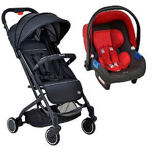 Carrinho Zap Black e Bebê Conforto Touring X CZ Vermelho