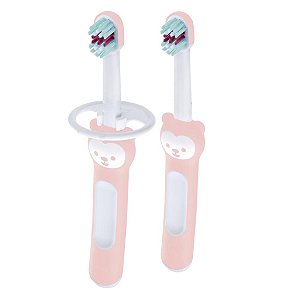 Kit 2uni. Escova Dental Baby's Brush Rosa Bebê (6+m) - MAM