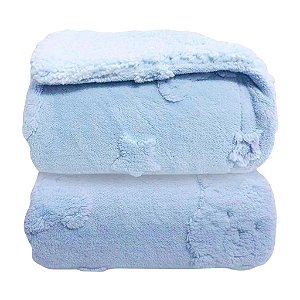 Cobertor Infantil Urso Relevo Sherpa Azul Bebê - Laço Bebê