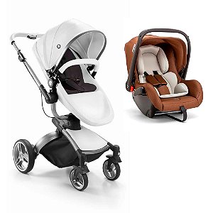 Carrinho Passeio Moisés Branco e Bebê Conforto Caramelo