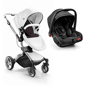 Carrinho Passeio Moisés Candy Branco e Bebê Conforto Preto