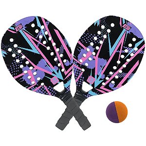 Kit Raquete e Bolinha Beach Tennis BT100 Lilás - Bel Fix