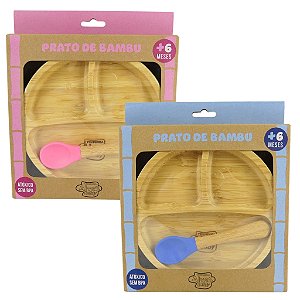 Prato Infantil de Bambu c/ Ventosa 2un - Turminha Alves Baby