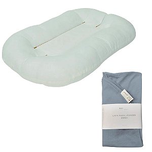 Ninho Para Bebê Zero+ Cru com Capa Ibiza Azul - Yogi Baby