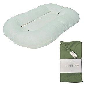 Ninho Para Bebê Zero+ Cru com Capa Verde Safari - Yogi Baby