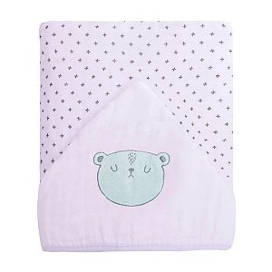 Toalhão de Banho Soft Premium Capuz Bordado Urso - Papi Mami