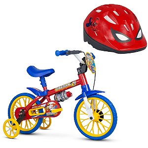 Bicicleta Infantil Aro 12 Com Rodinhas Fireman E Capacete