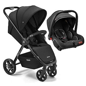 Carrinho de Bebê Bliss e Bebê Conforto Preto Mescla - Litet