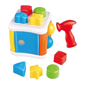 Brinquedo Infantil Multikids Cubo Com Blocos E Martelo