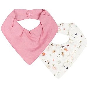 Kit Com 2 Babadores Bandana Hug Blossom Rosa
