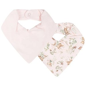 Kit Com 2 Babadores Bandana Hug Floresta Magia Rosa