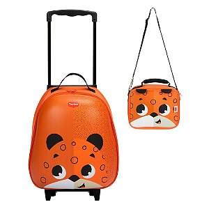 Kit Mochila de Rodinha com Lancheira Tiny Love Safari Jaguar
