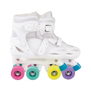 Patins Mor Branco Tamanho M 34-37 Rodas Coloridas