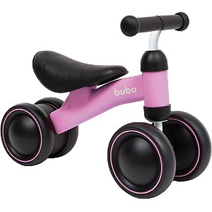 Bicicleta de Equilíbrio Buba 4 Rodas Rosa + 12M