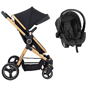 Carrinho De Bebê Galzerano Ivy Gold E Bebê Conforto Preto