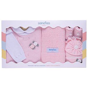 Saída de Maternidade Sanches Baby Feminino Rosa c/ Branco