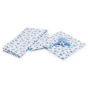 Kit Cobertor e Naninha Loani Ursinho Azul (+3 meses)