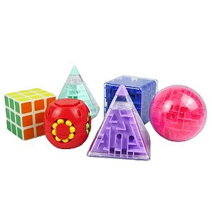 Brinquedo Infantil Kit 6 Peças Cubo Mágico Variado