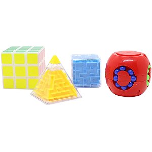 Brinquedo Infantil Shiny Toys Kit 4 Peças Cubo Mágico