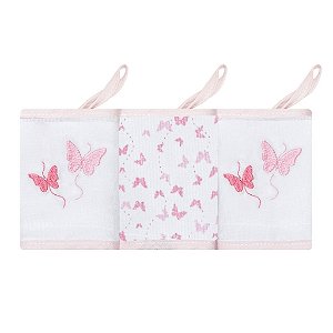 Kit Babetes Papi Mami Bordada c/ Prendedor de Chupeta Borboletas