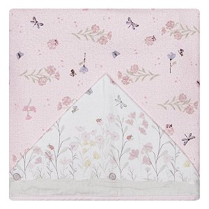 Toalha de Banho Papi Mami Felpuda c/ Capuz Flores no Jardim