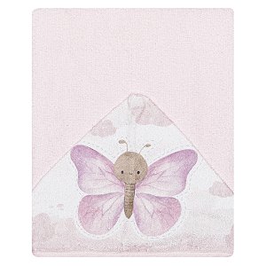 Toalha de Banho Papi Mami Felpuda Amiguinhos Borboleta Rosa