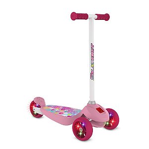 Patinete Infantil Bandeirante Skatenet LED Incitante + Base Larga Rosa