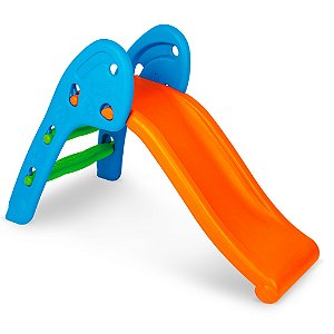 Escorrega Infantil Homeplay 2 Degraus Laranja e Azul +3 anos