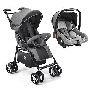 Carrinho de Bebê Multikids Baby Flick e Bebê Conforto Rest Cinza
