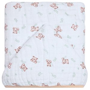 Toalhão de Banho Infantil Soft Papi Mami com Capuz Ursinho