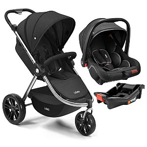Carrinho de Bebê Litet Jogger Sway Preto Com Bebê Conforto e Base