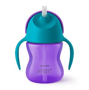 Copo com Canudo de Dinossauro 200ml - Roxo e Azul- Philips Avent