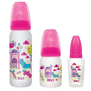 Kit de Mamadeiras Evolução Divertida (+0M) - Rosa - Lillo