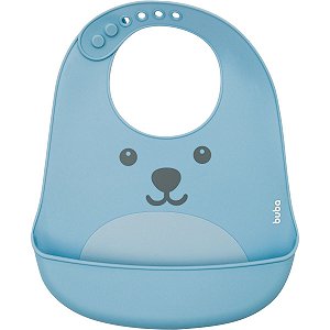 Babador de Silicone com Pega Migalhas Gumy (+3M) - Azul - Buba