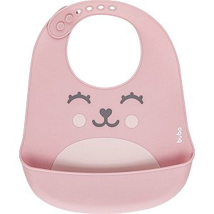 Babador de Silicone com Pega Migalhas Gumy (+3M) - Rosa - Buba