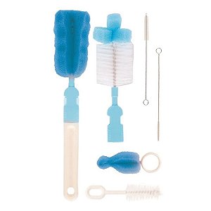 Conjunto de Escovas para Mamadeiras e Canudos - Azul - Buba
