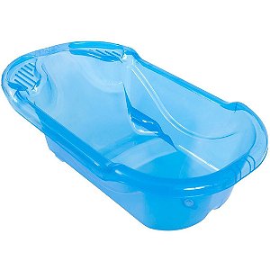 Banheira Ergonômica Safety & Comfort (até 2 anos) - Azul Transparente - Tutti Baby