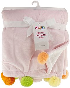 Manta Pompom Baby (+0M) - Rosa - Comtac Kids