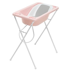 Conjunto de Banheira Trio com Assento e Suporte (até 20 kg) - Rosa Perolado - Galzerano