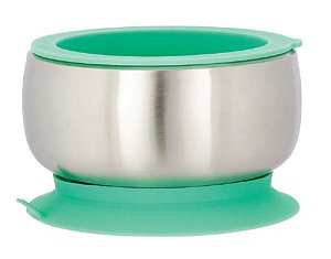 Tigela de Inox com Ventosa e Tampa (+4M) - Verde - Avanchy