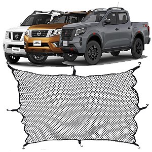 Rede Caçamba Nissan Frontier 140x140 Reforçada Com Elástico Nas Pontas e 8 Ganchos Para Separar e Conter Cargas
