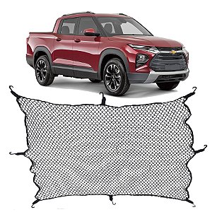 Rede Caçamba Chevrolet Montana 140x140 Reforçada Com Elástico Nas Pontas E Ganchos Para Separar E Conter De Cargas